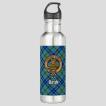 Clan Keith Crest over Tartan Stainless Steel Water Bottle