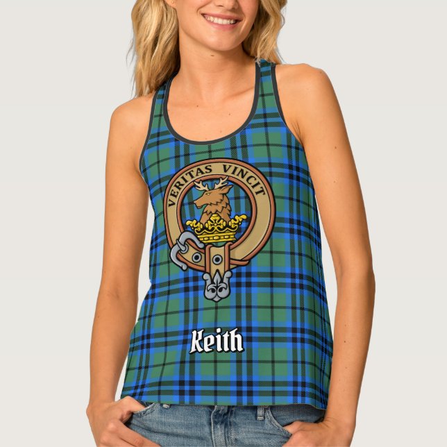 Clan Keith Crest over Tartan Tank Top (Front)