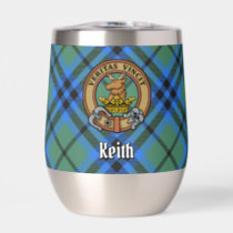 Clan Keith Crest over Tartan Thermal Wine Tumbler
