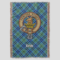 Clan Keith Crest over Tartan Throw Blanket