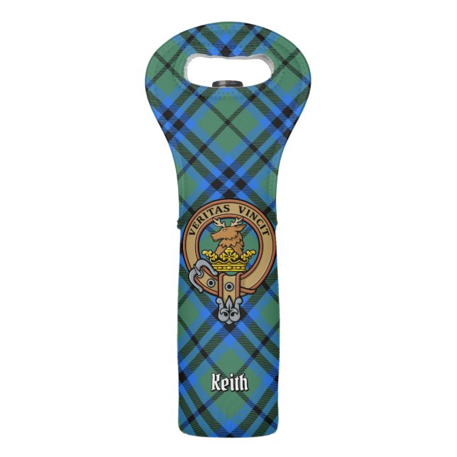 Clan Keith Crest over Tartan Wine Bag (Front)