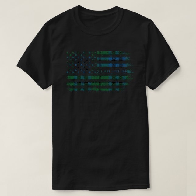 Clan Keith Scottish tartan US flag kilt Scotland T-Shirt (Design Front)