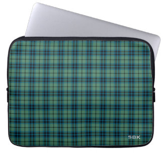 Clan Keith Tartan Green Plaid Monogrammed Laptop Sleeve