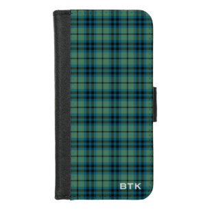 Clan Keith Tartan Green Scottish Plaid Monogram iPhone 8/7 Wallet Case
