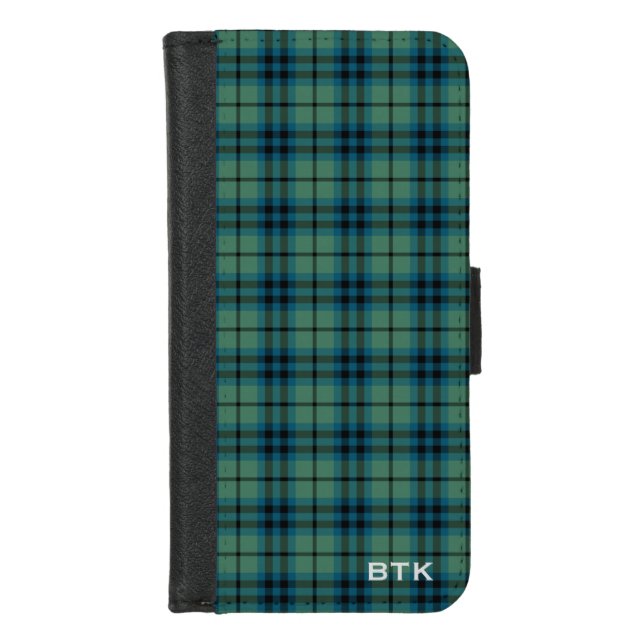 Clan Keith Tartan Green Scottish Plaid Monogram iPhone Wallet Case (Front)