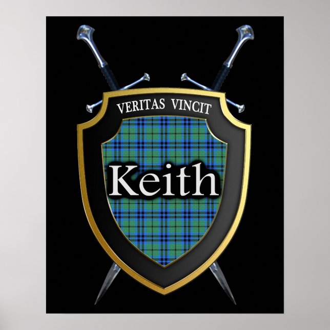 Clan Keith Tartan Scottish Shield & Swords Poster (Front)