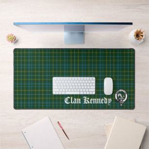 Clan Kennedy Crest Badge & Tartan Desk Mat