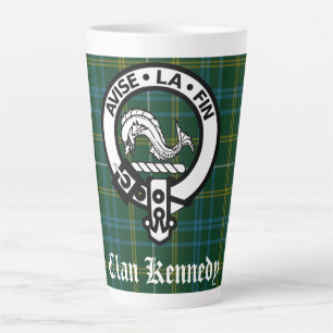Clan Kennedy Crest Badge & Tartan Latte Mug