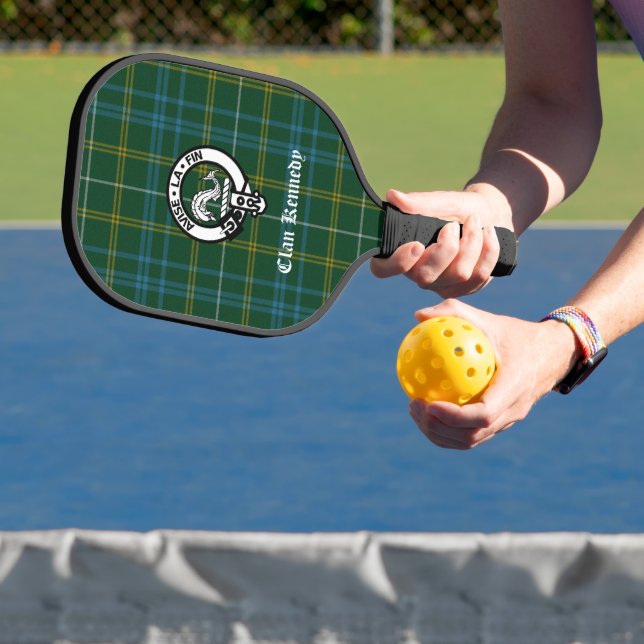 Clan Kennedy Crest Badge & Tartan  Pickleball Paddle (Insitu)