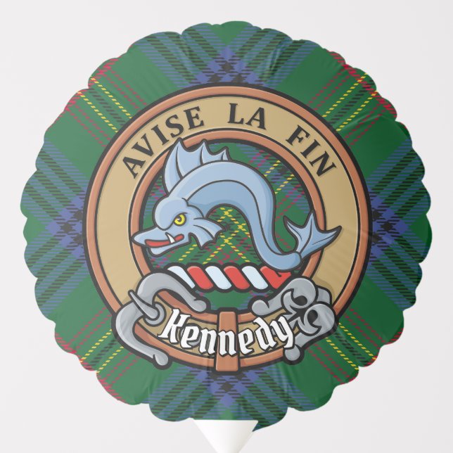 Clan Kennedy Crest over Tartan Balloon (Front)