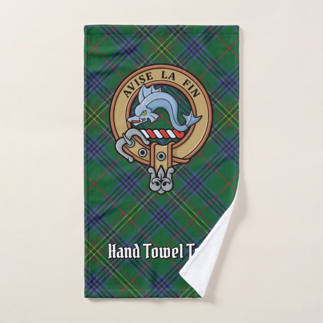 Clan Kennedy Crest over Tartan Bath Towel Set (Hand Towel)