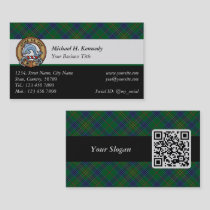 Clan Kennedy Crest over Tartan Business Card