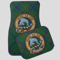 Clan Kennedy Crest over Tartan Car Floor Mat