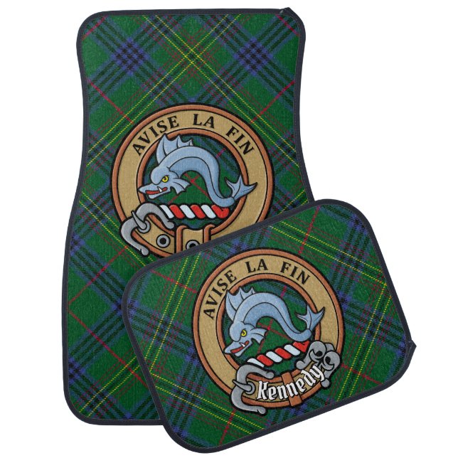 Clan Kennedy Crest over Tartan Car Floor Mat (Set)