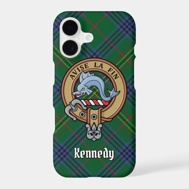 Clan Kennedy Crest over Tartan Case-Mate iPhone Case (Back)