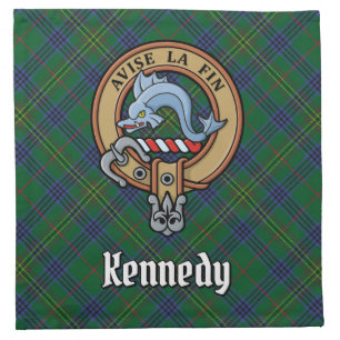 Clan Kennedy Crest over Tartan Cloth Napkin
