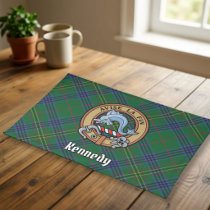 Clan Kennedy Crest over Tartan Cloth Placemat