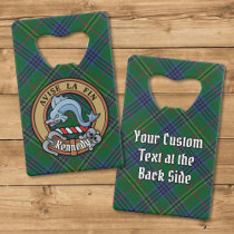 Clan Kennedy Crest over Tartan Credit Card Bottle Opener