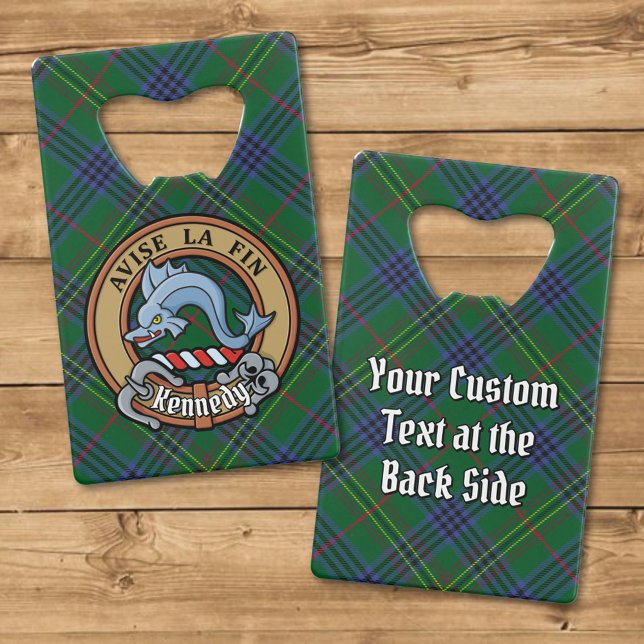 Clan Kennedy Crest over Tartan Credit Card Bottle Opener (Creator Uploaded)