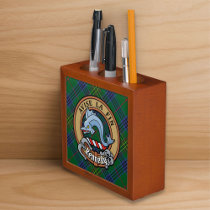 Clan Kennedy Crest over Tartan Desk Organizer