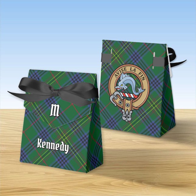 Clan Kennedy Crest over Tartan Favor Boxes (Creator Uploaded)