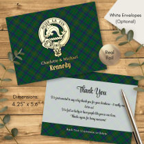 Clan Kennedy Crest over Tartan Foil Invitation Postcard