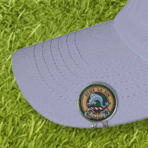 Clan Kennedy Crest over Tartan Golf Hat Clip