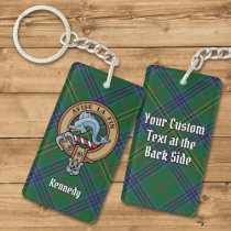 Clan Kennedy Crest over Tartan Keychain