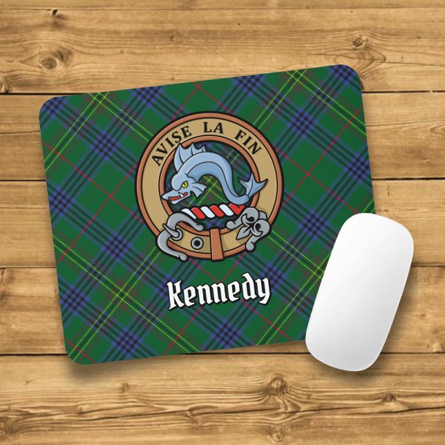 Clan Kennedy Crest over Tartan Mouse Pad (Creator Uploaded)