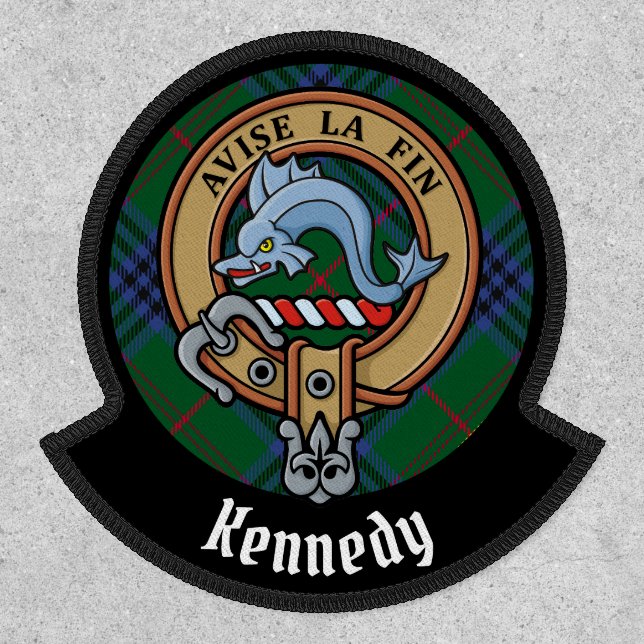 Clan Kennedy Crest over Tartan Patch (Front)