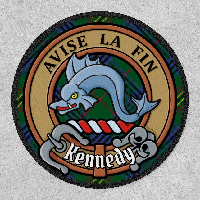 Clan Kennedy Crest over Tartan Patch (Front)