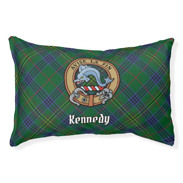 Clan Kennedy Crest over Tartan Pet Bed (Front)