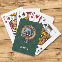 Clan Kennedy Crest over Tartan Poker Cards