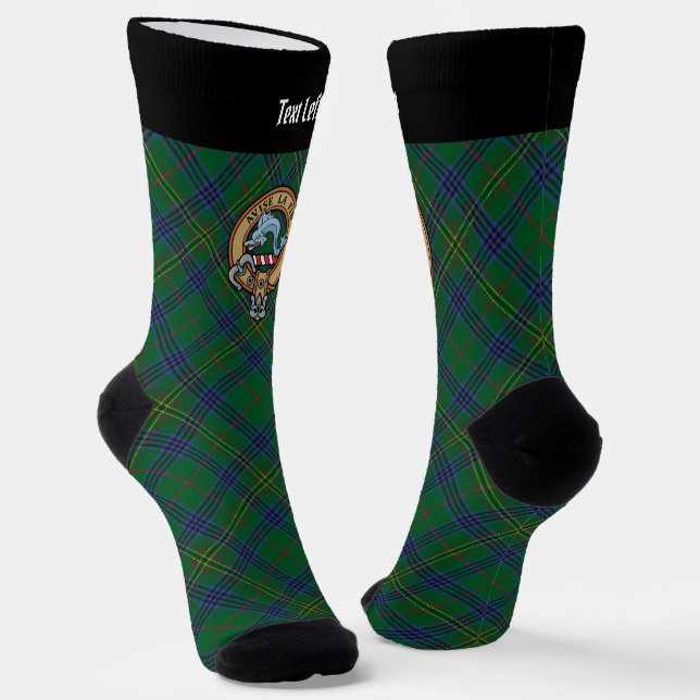 Clan Kennedy Crest over Tartan Socks (Angled)