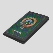 Clan Kennedy Crest over Tartan Tri-fold Wallet