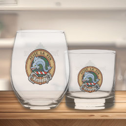 Clan Kennedy Crest over Tartan Whiskey Glass