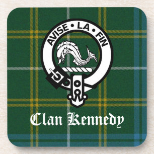 Clan Kennedy Crest Tartan Drink Coaster
