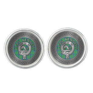 Clan Kennedy Crest & Tartan Knot Cufflinks