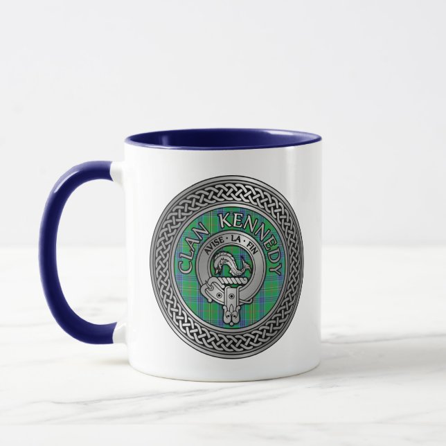 Clan Kennedy Crest & Tartan Knot Mug (Left)