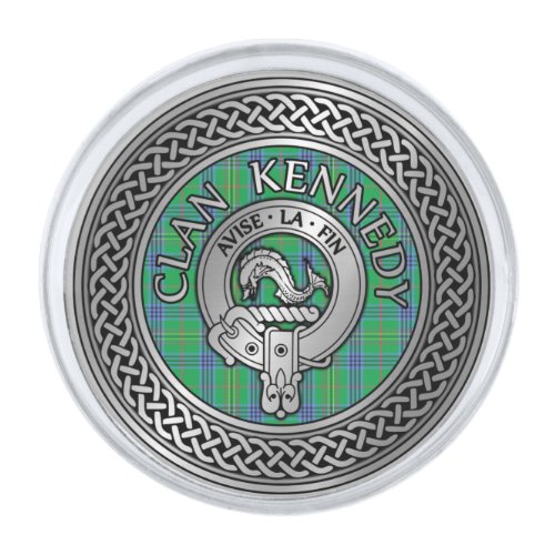 Clan Kennedy Crest  Tartan Knot Silver Finish Lapel Pin