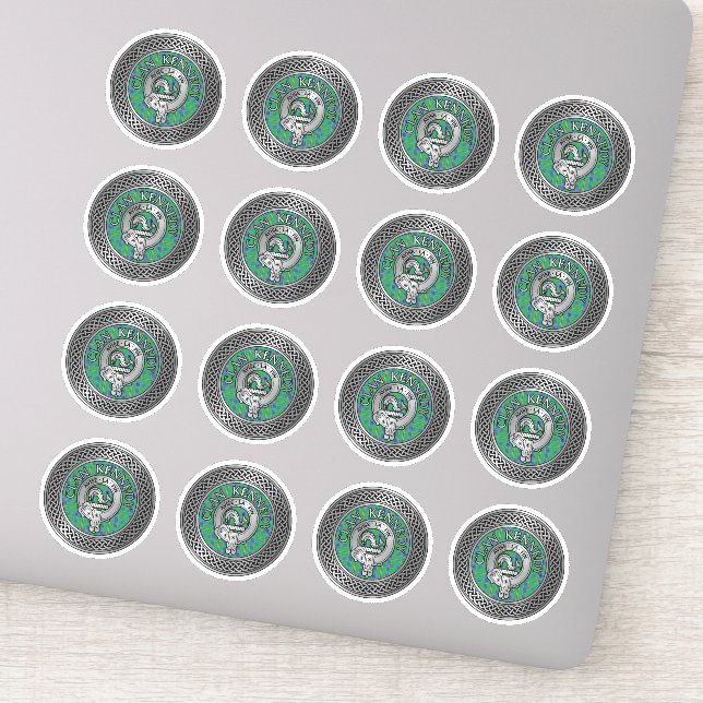 Clan Kennedy Crest & Tartan Knot Sticker (Detail)