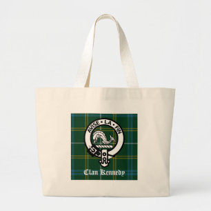Clan Kennedy Crest Tartan Large Tote Bag