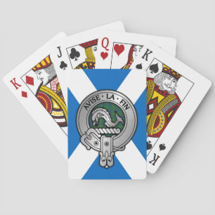 Clan Kennedy Crest & Tartan on Saltire Poker Cards