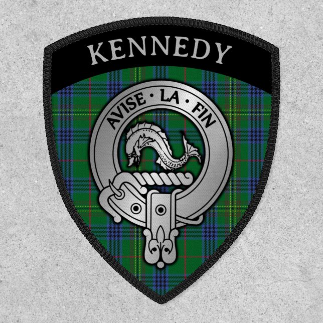 Clan Kennedy Crest & Tartan Shield Patch (Front)