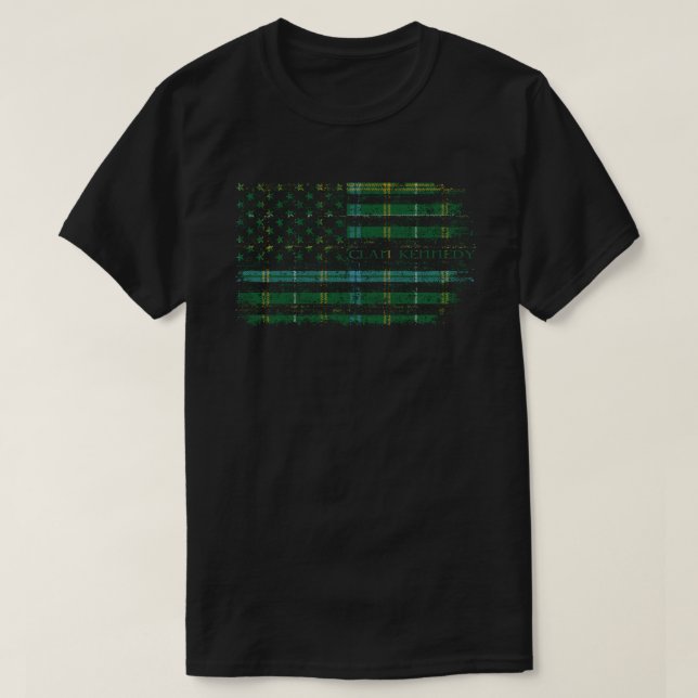 Clan Kennedy Irish tartan US flag T-Shirt (Design Front)