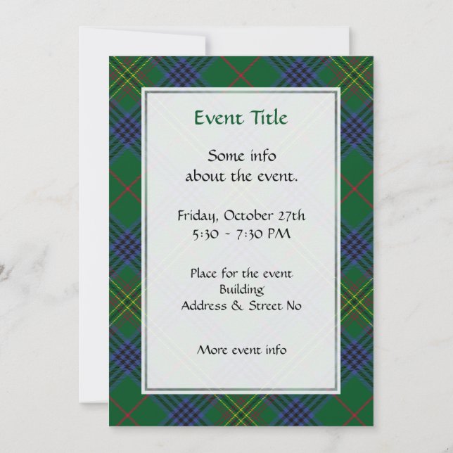 Clan Kennedy Tartan Invitation (Back)