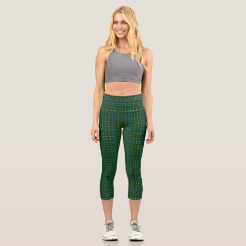 Clan Kennedy Tartan Plaid Pattern Capri Leggings