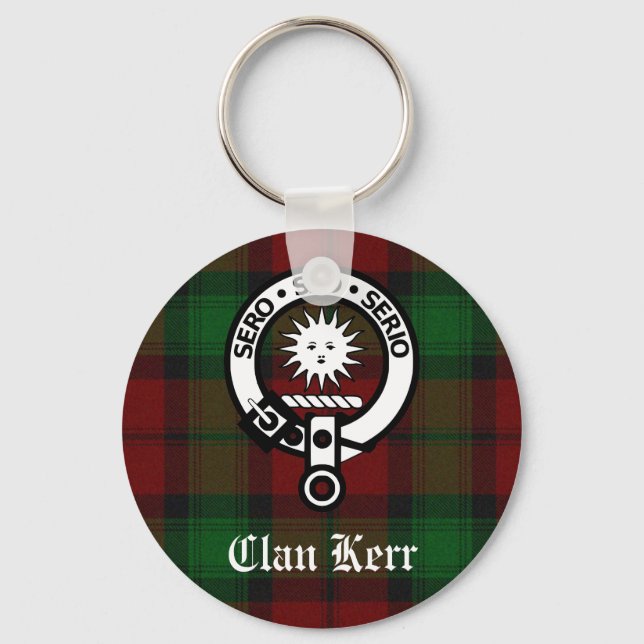 Clan Kerr Crest Badge Tartan Keychain (Front)