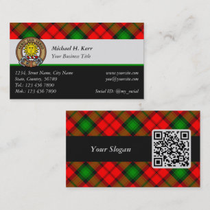 Clan Kerr Crest over Tartan Business Card