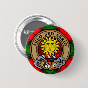Clan Kerr Crest over Tartan Button